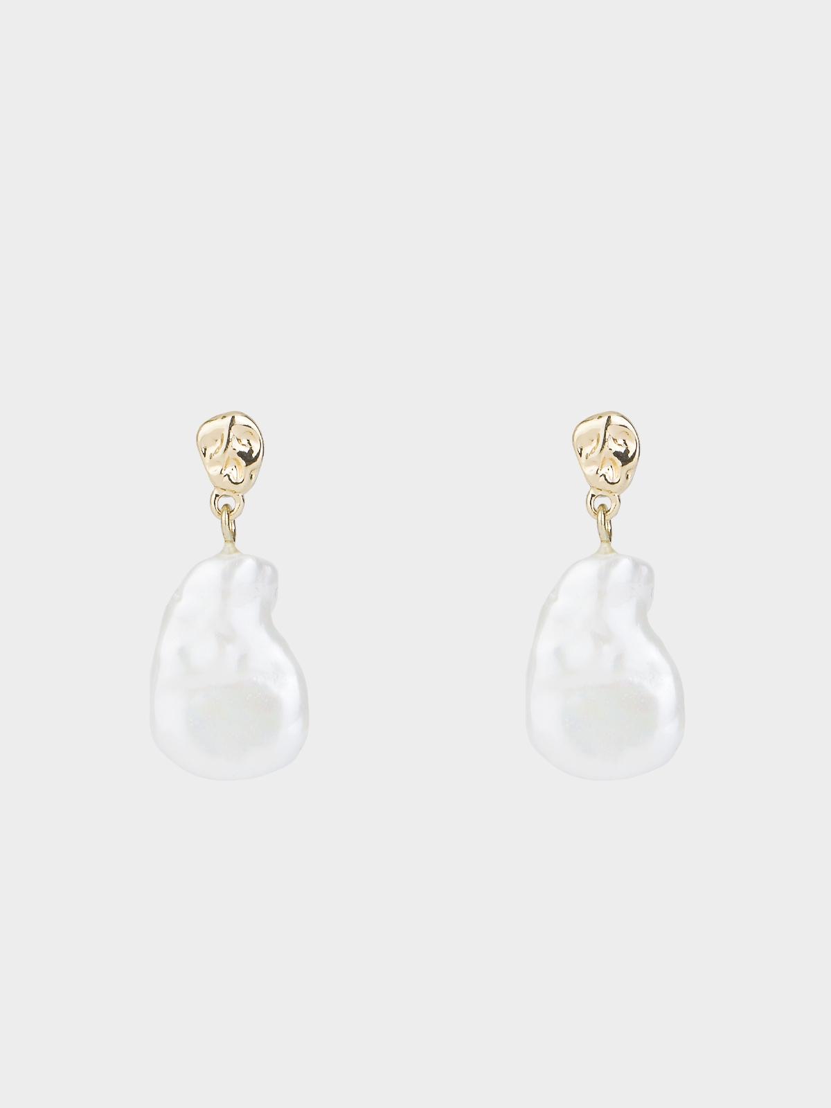 Pearl Abstract Shaped Drop Earrings - Pearl
