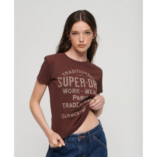 Archive Script Graphic T-Shirt - Deep Mahogany Brown Slub