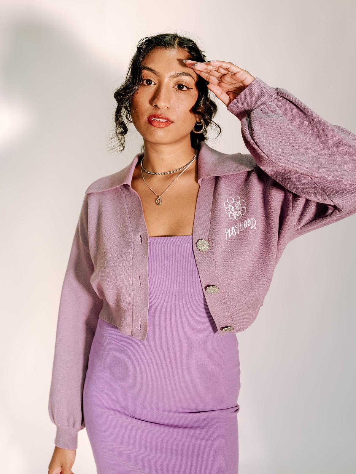 Hoodie Lover Club Cardigan - Purple