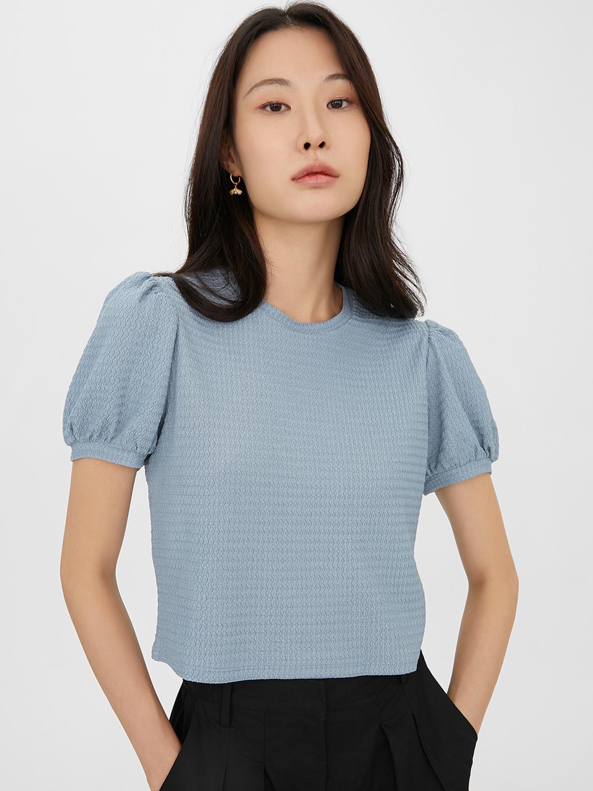 Puffed Sleeve Top - Blue