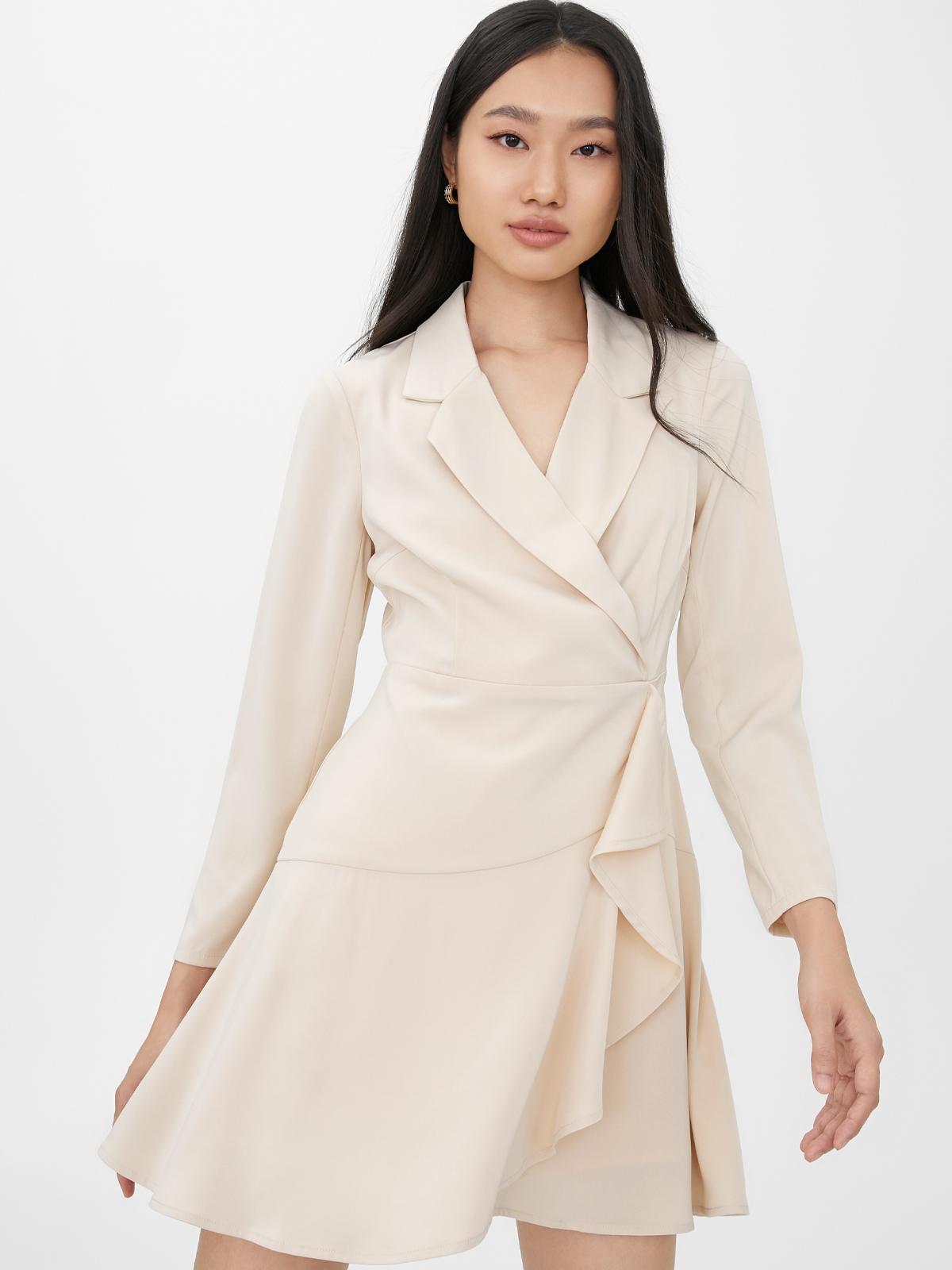 Ruffle Draped Flare Dress - Cream