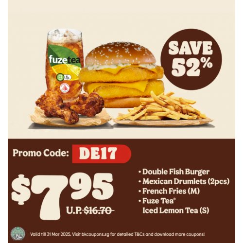 Save 52% on the Double Fish Burger meal!