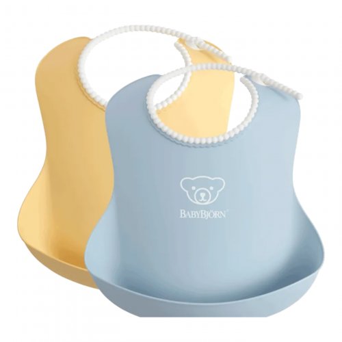 BabyBjorn Baby Bib 2-Pack - Powder Yellow/Powder Blue