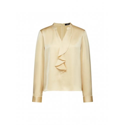 Satin Asymmetric Ruffled Blouse