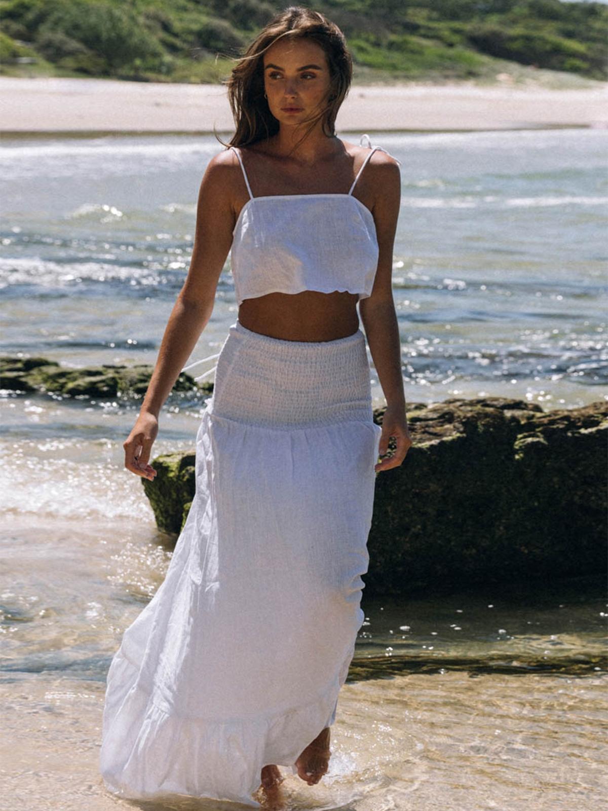 Bay Linen Skirt - White