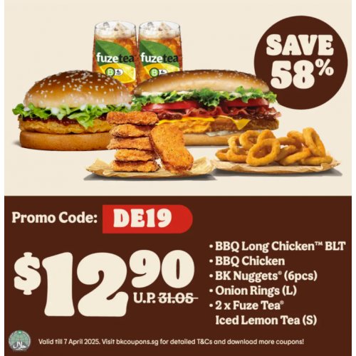 Enjoy a duo deal with 58% off burgers, sides, and drinks!