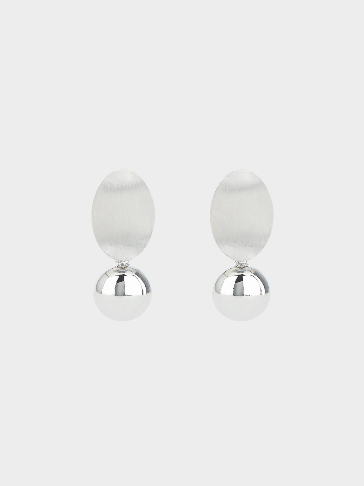 Circular Shaped Drop Earrings - Silver