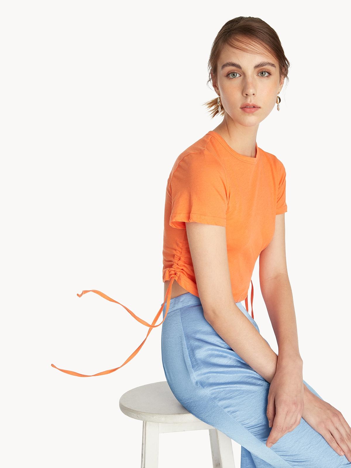 Side Ruched Crop Top - Orange