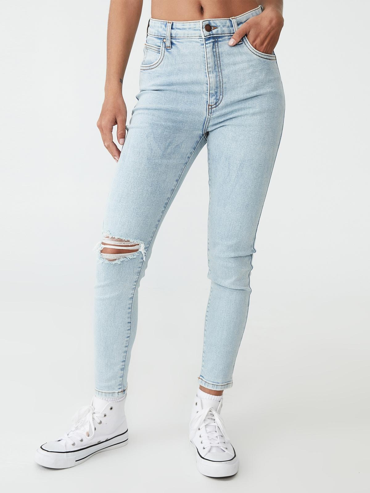 High Rise Cropped Skinny Jean Rip - Barlee Blue