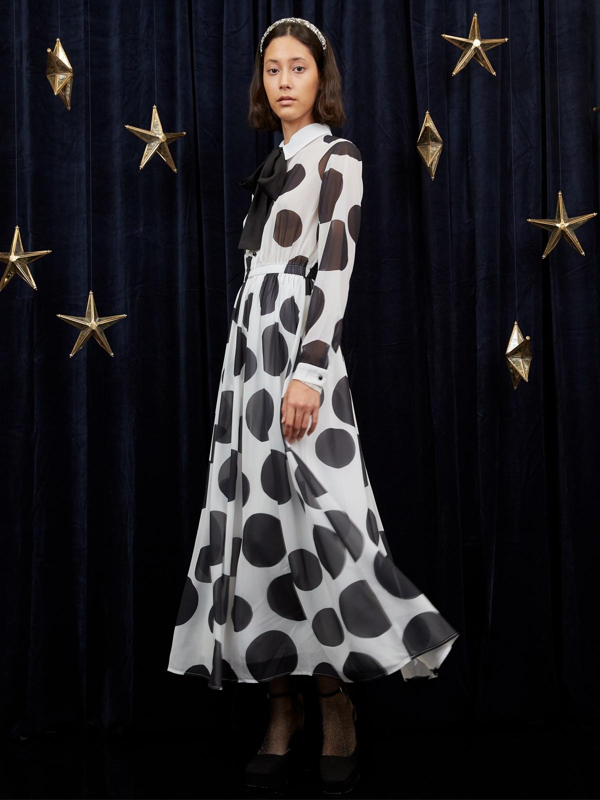 Polka Planet Maxi Dress - Black/White