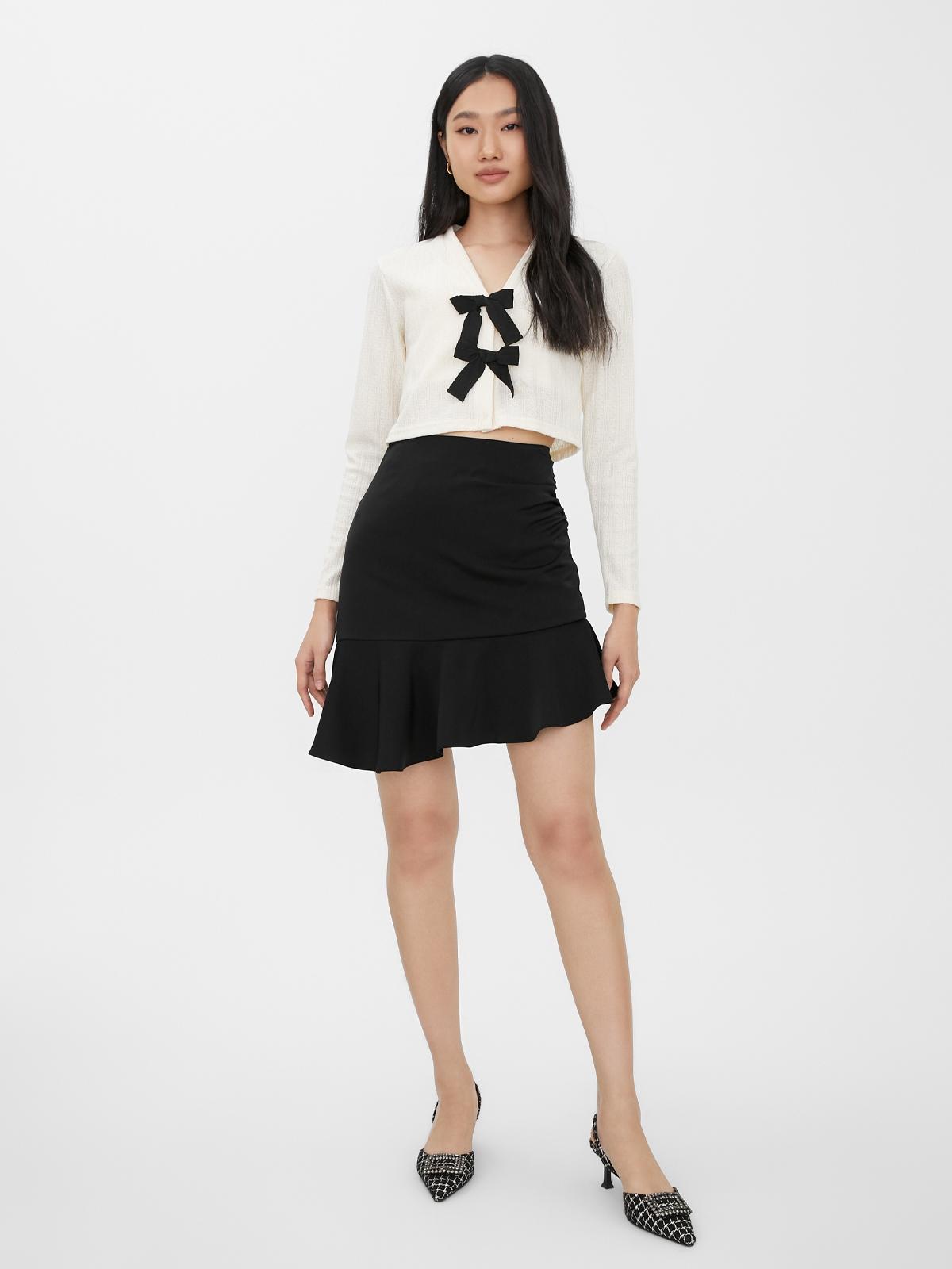 Ruffled Hem Mini Skirt - Black