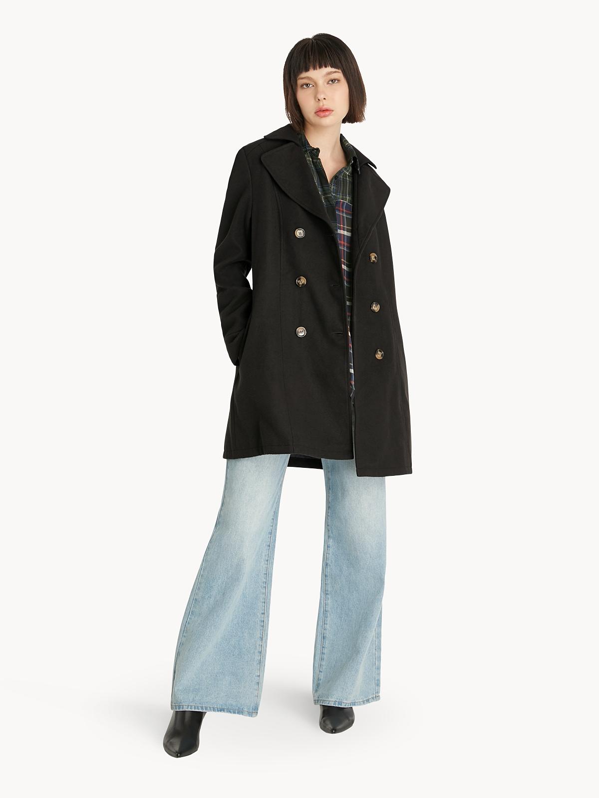 Classic Double Breasted Coat - Black