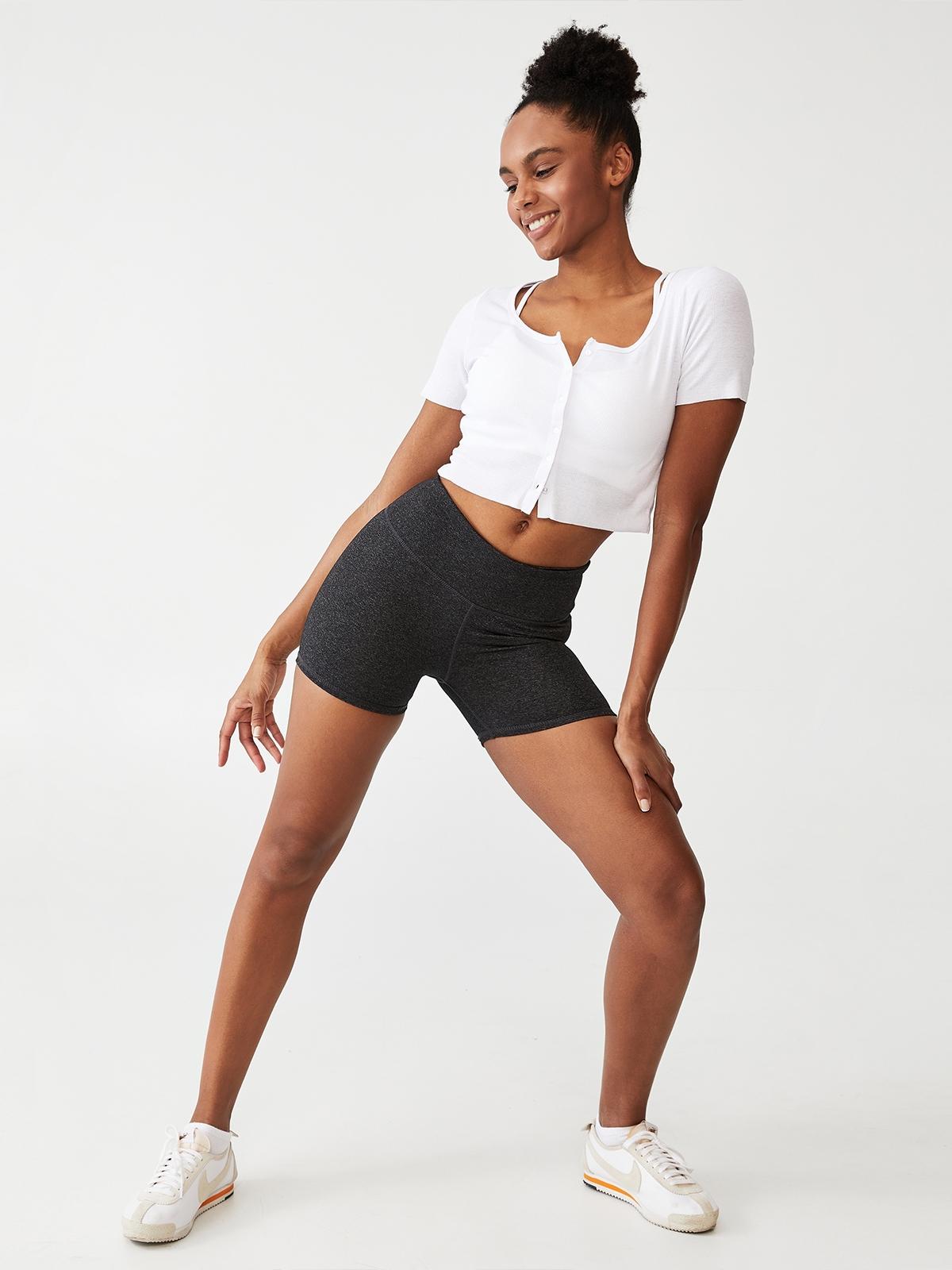 Highwaisted Shortie Short - Charcoal Marle