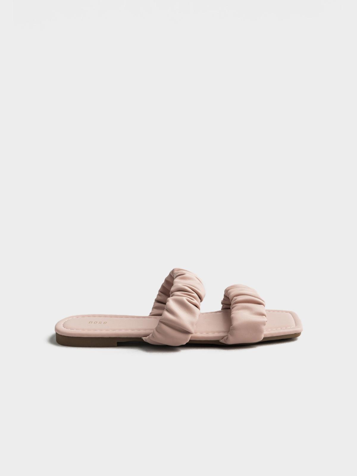 Two Strap Crumble Flat Slides - Pink
