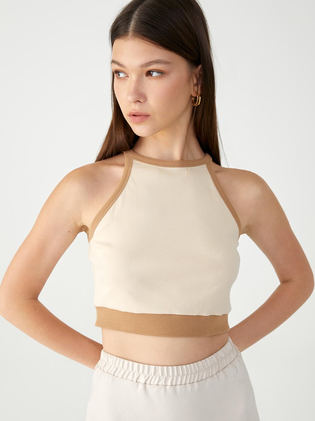 Sustainable Halter Cropped Top - Beige