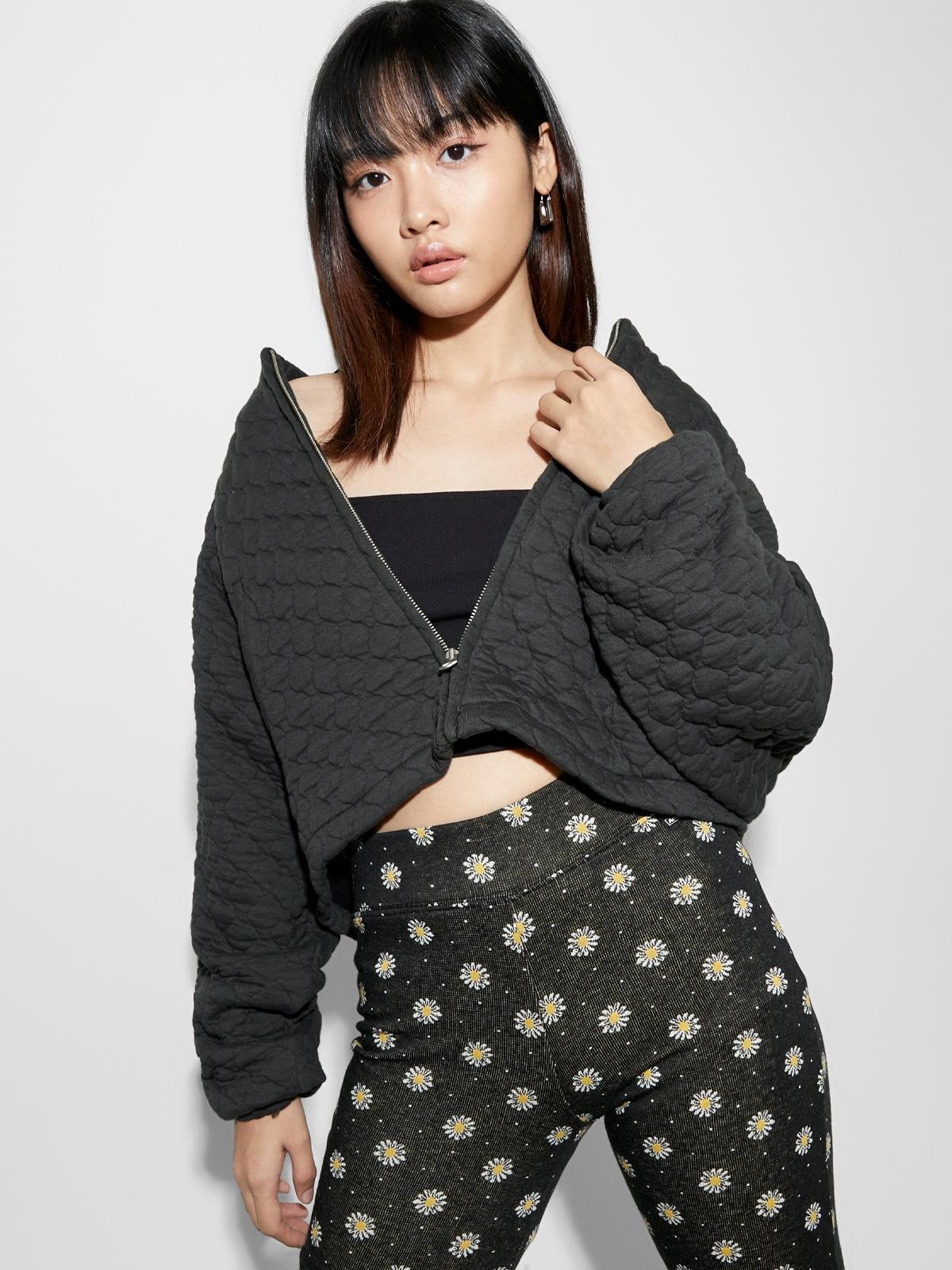 Another A x Quilted Crop Jumper - Black