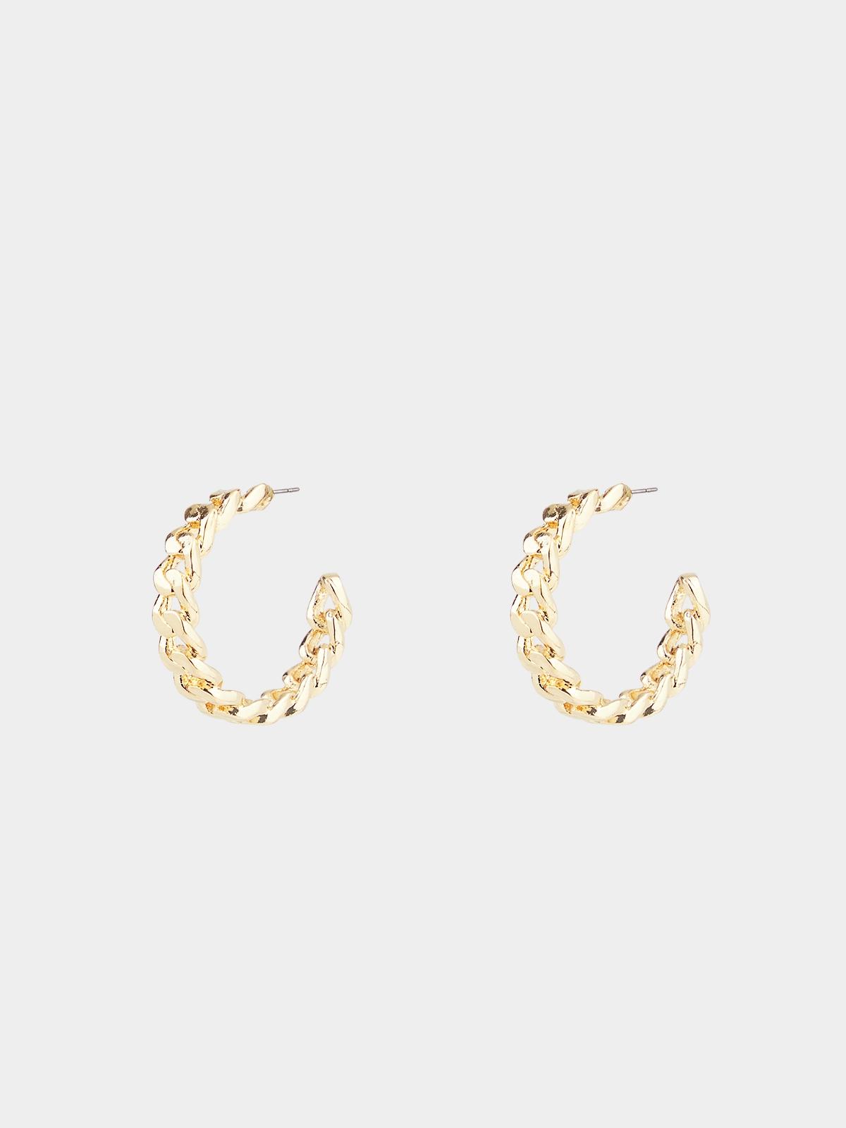 Chain Open Hoop Earrings - Gold