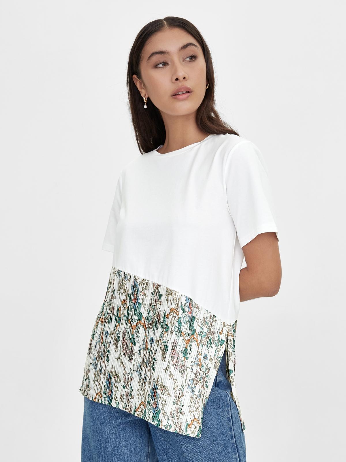 Asymmetric Hemline Print Tee - White