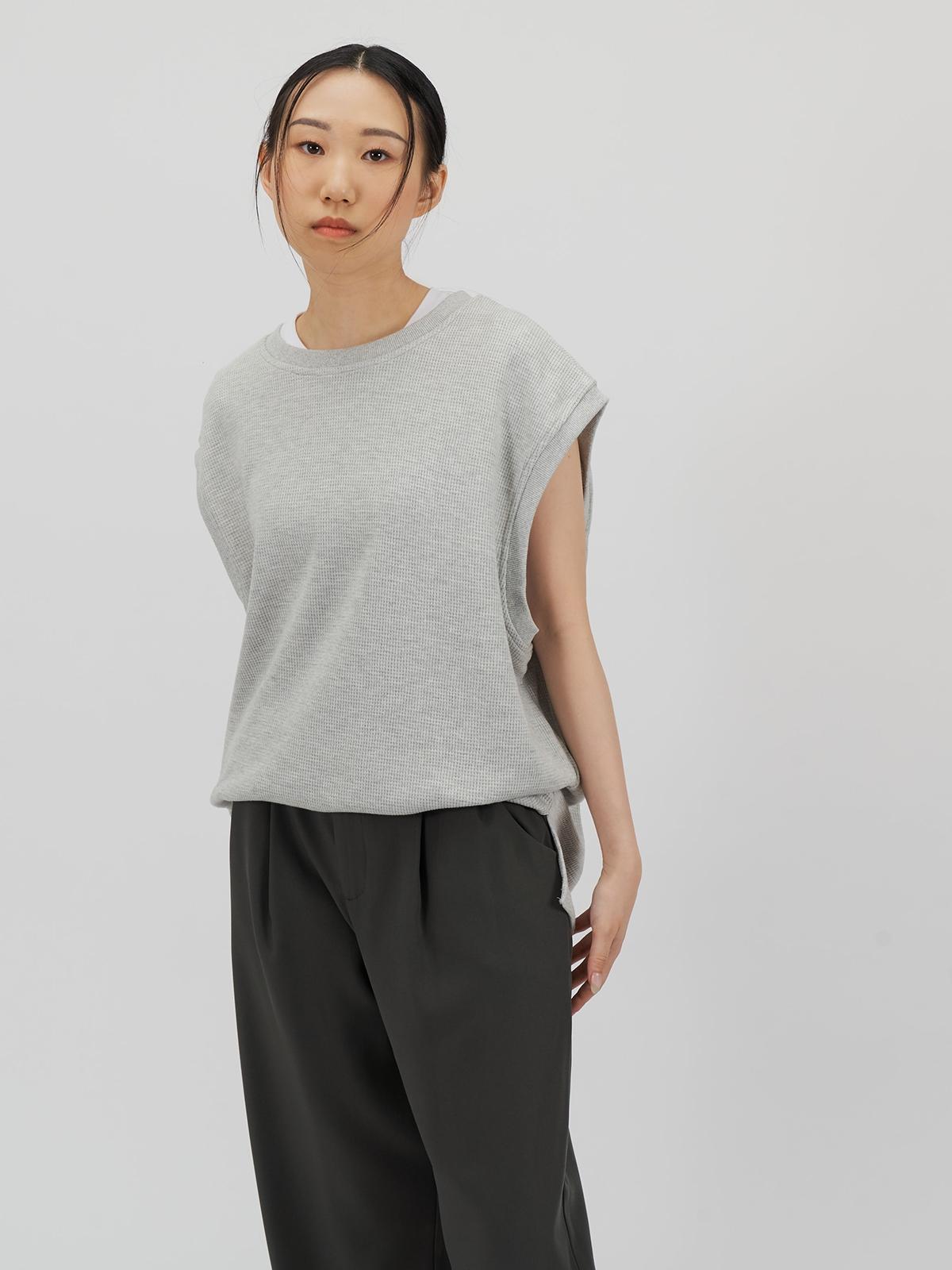 Classic Gender Neutral Waffle Vest - Light Grey