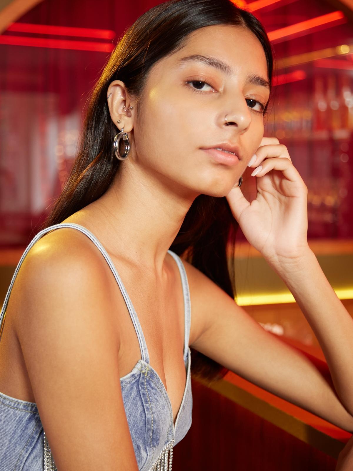 Chunky Hoop Earrings - Silver