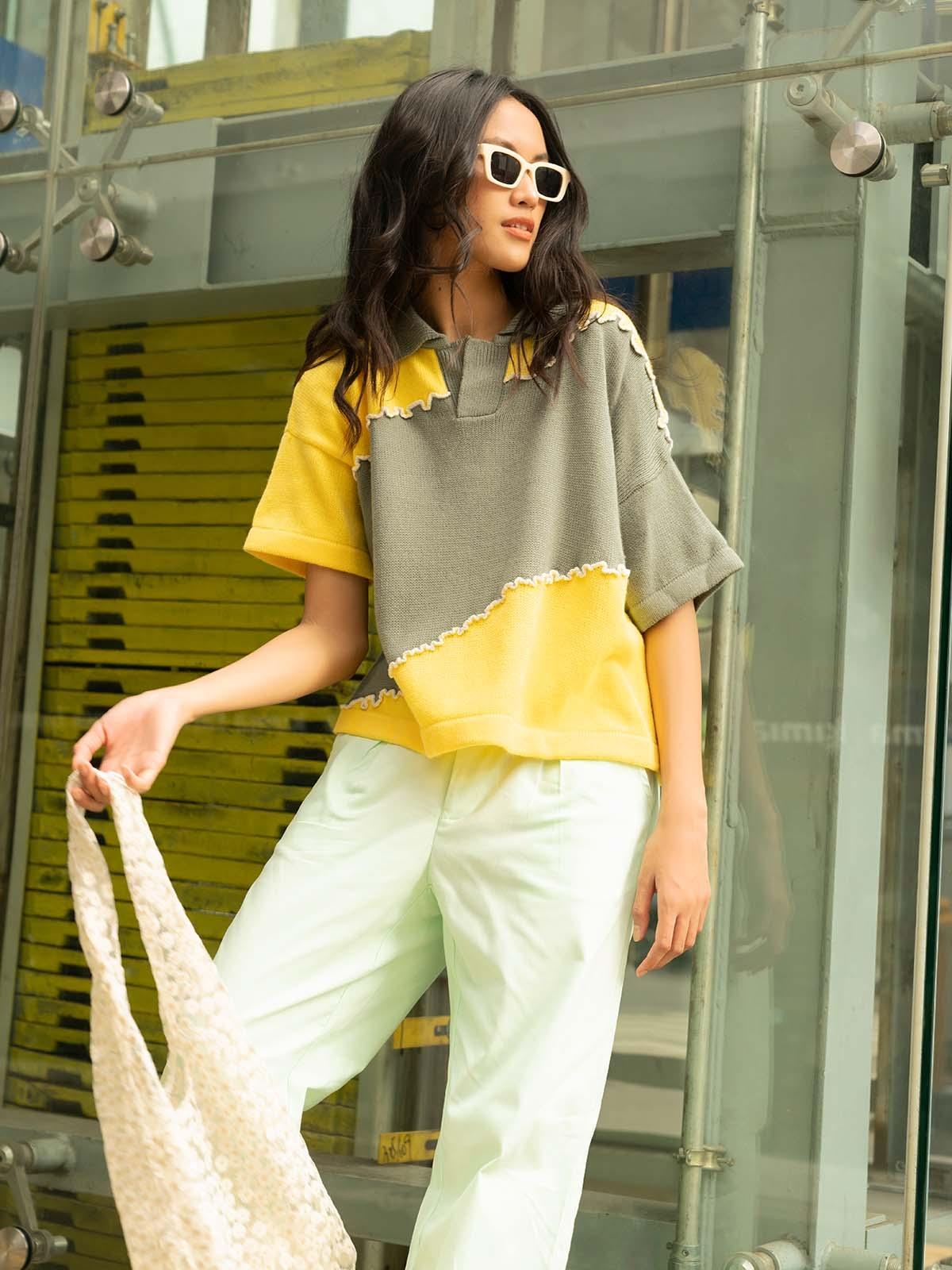 Pomelo Exclusive Montage Polo - Yellow Black Iris