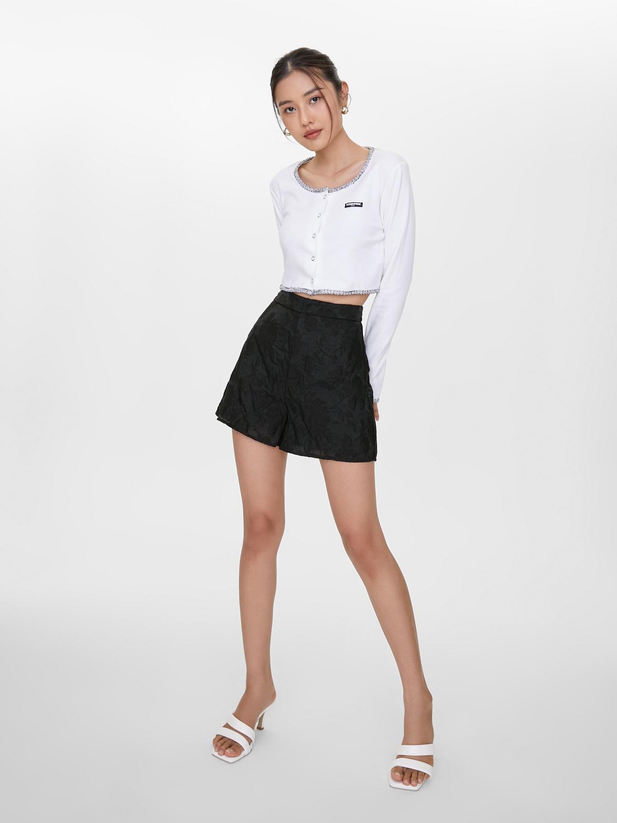 Flower Print Shorts - Black