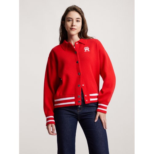  Varsity Polo Collar Knit Jacket