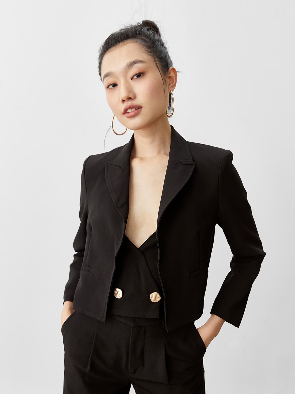 Cropped Blazer - Black