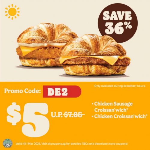 Save 36% on this double Croissan’wich® breakfast treat!