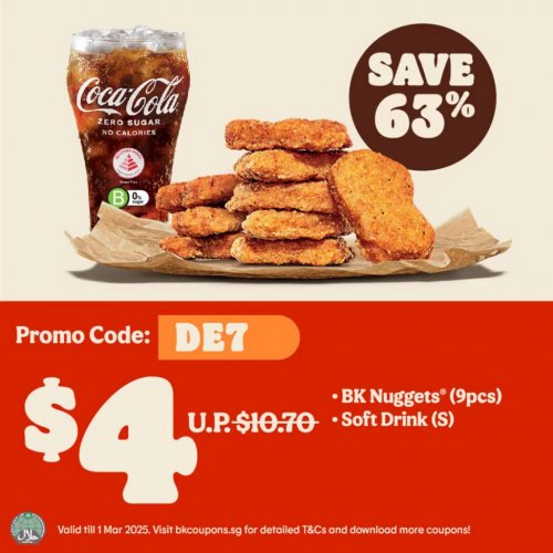 Crunch and sip for 63% off with nuggets and a drink!