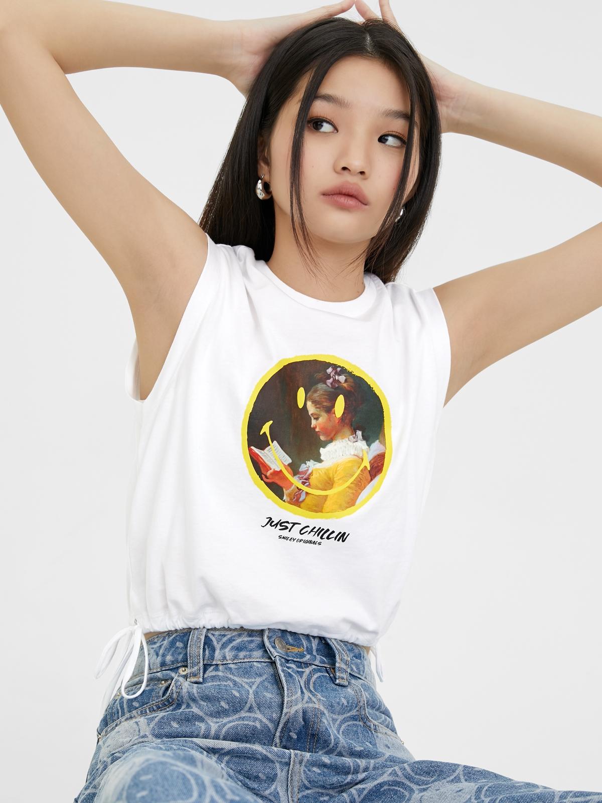 Smiley® Just Chillin Graphic Crop Top - White