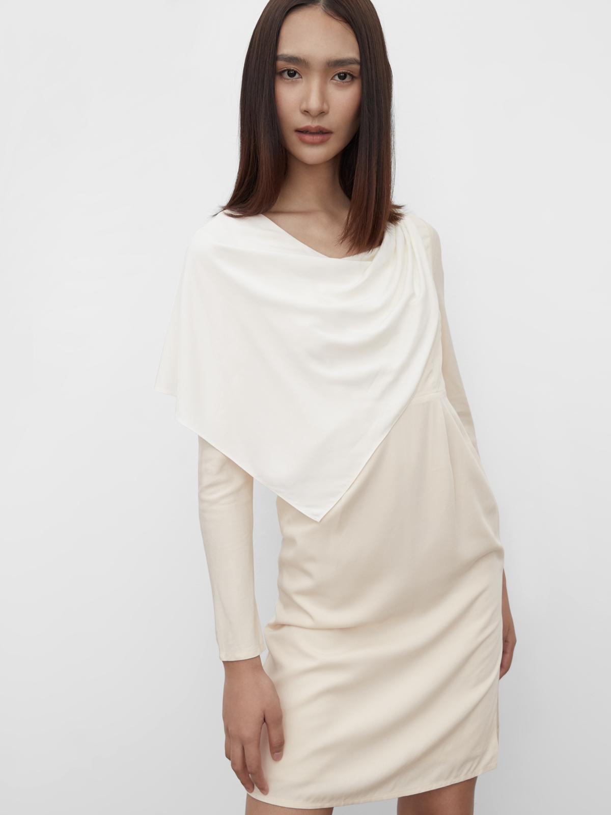 Sustainable Draped Effect Dress - Cream