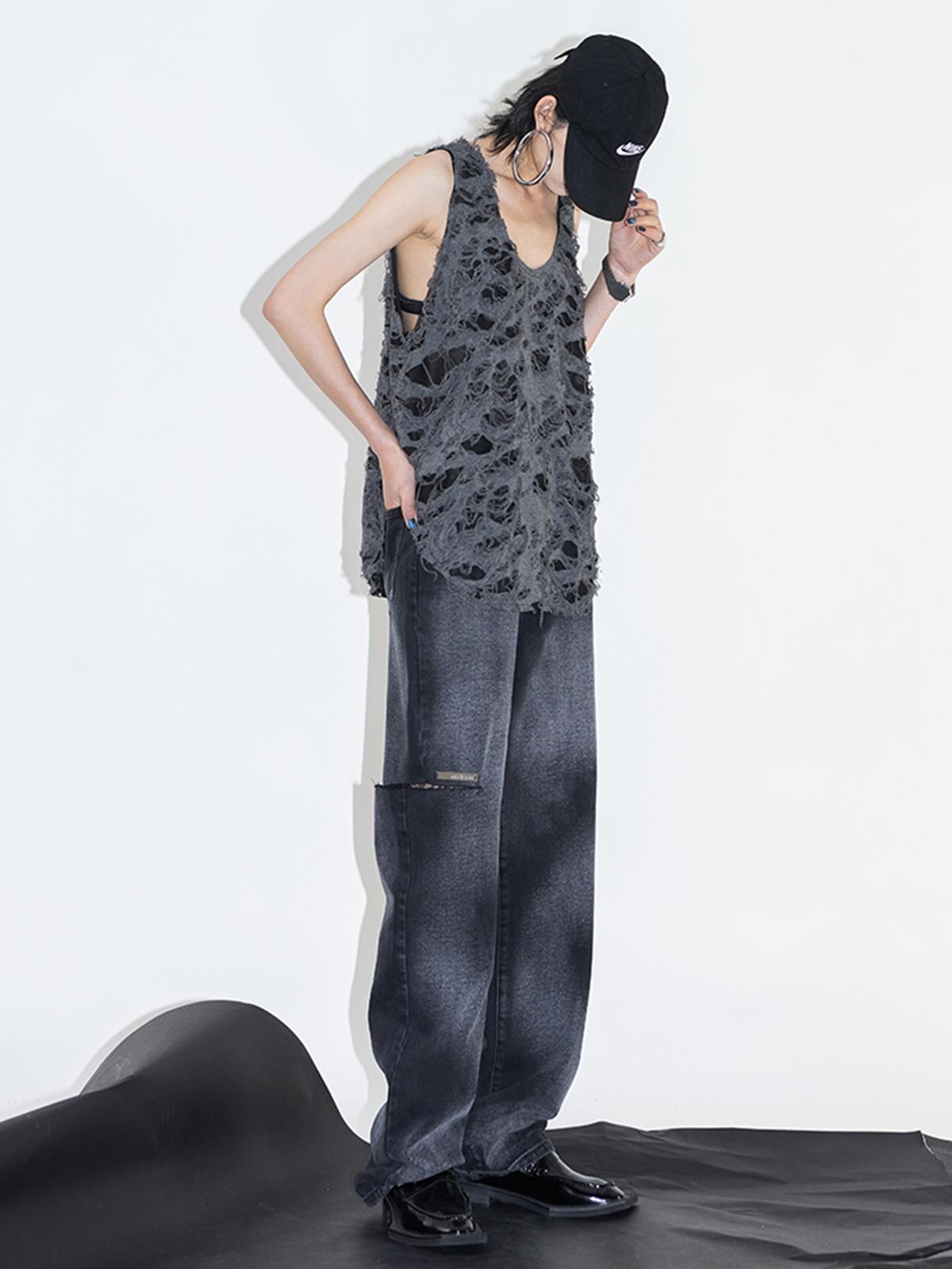 Cut Out Jeans - Black