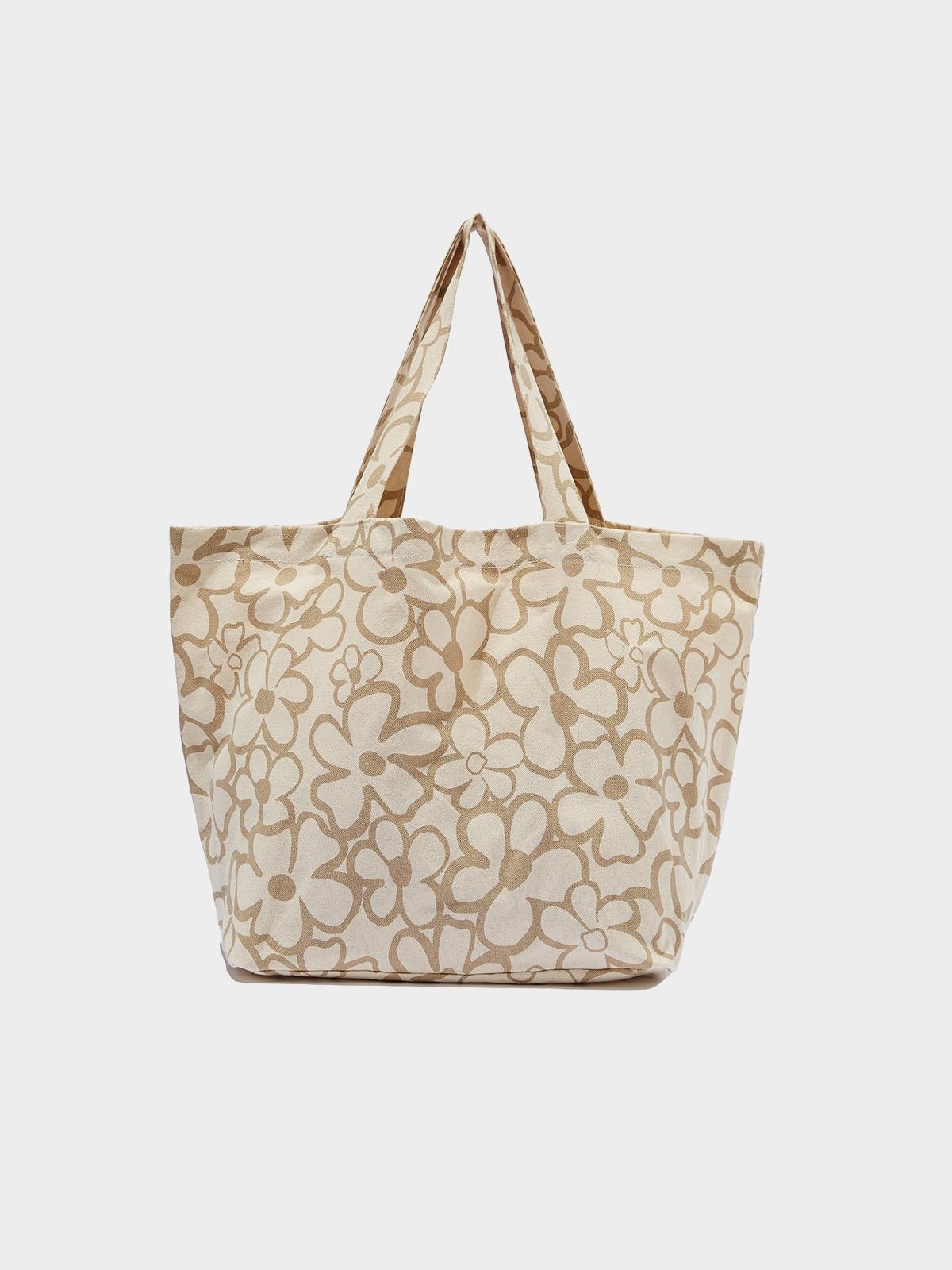 Everyday Canvas Tote - Taupe Daisy