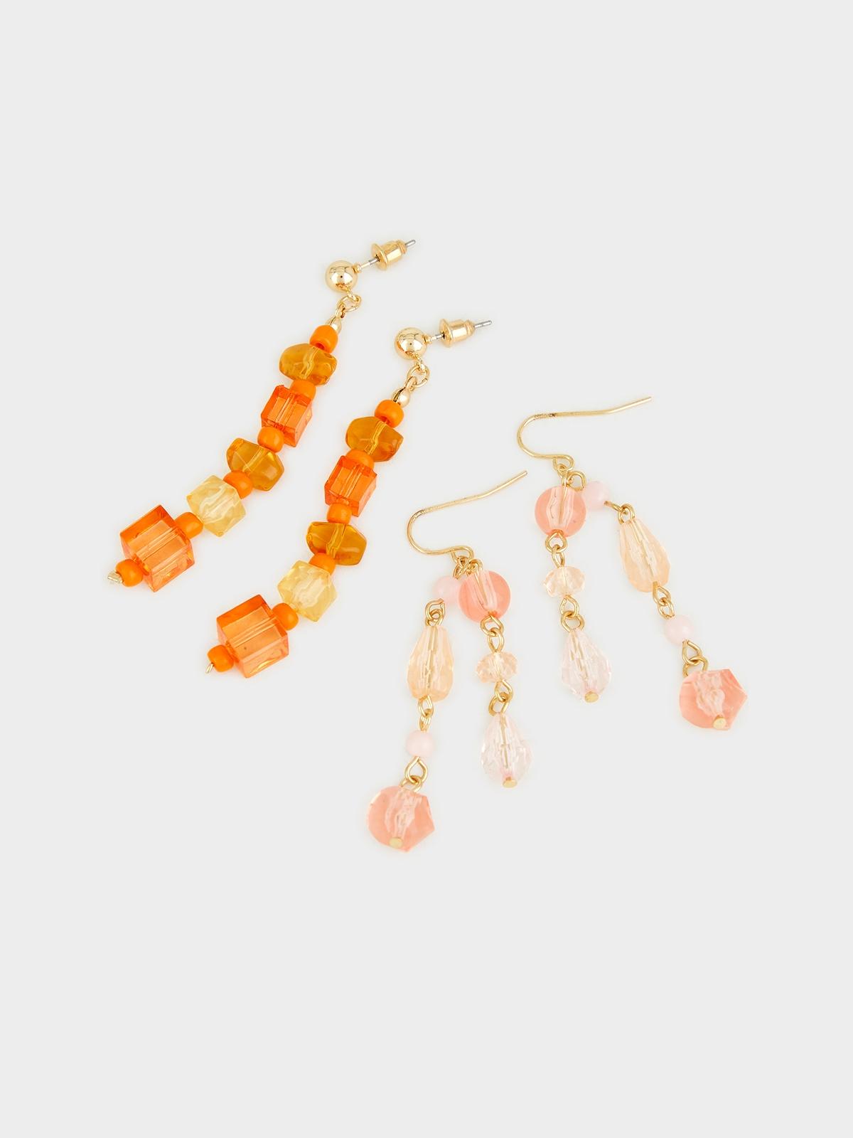 Crystal Link Drop Earrings - Multi Color