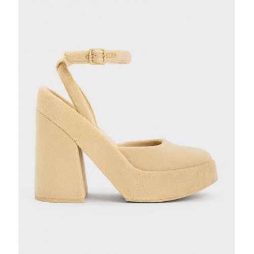  Loey Ankle-Strap Platform Pumps - Beige 