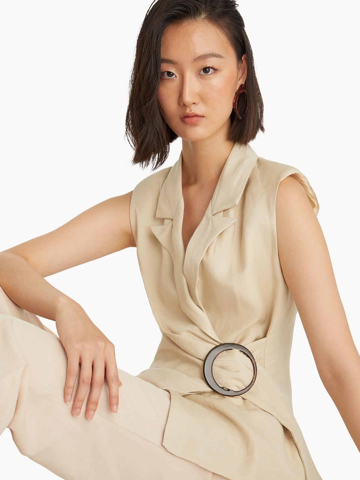 Sleeveless Wrap Belted Top - Cream