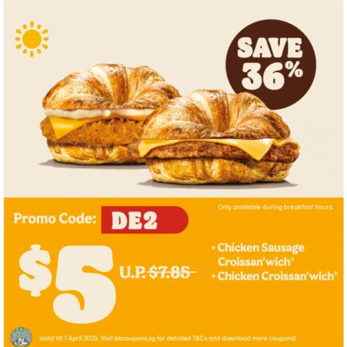 Save 36% on this double Croissan’wich® breakfast treat!
