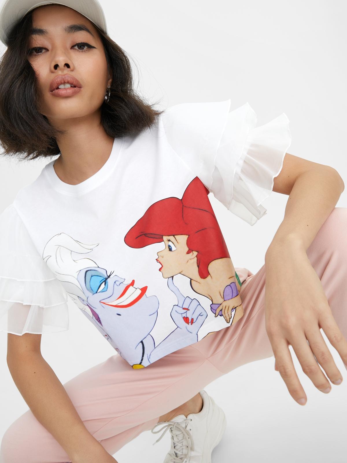 Disney Ariel and Ursula Sustainable Ruffled Crop Top - White