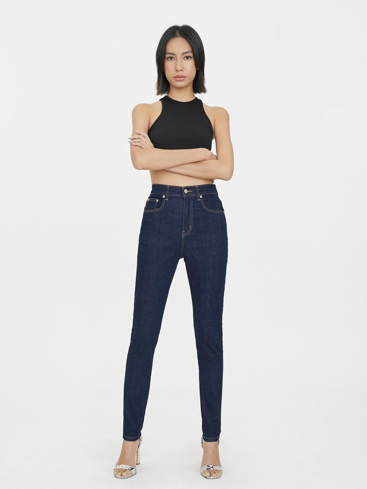 Water Neutral Contrast Seam Skinny Jeans - Dark Navy