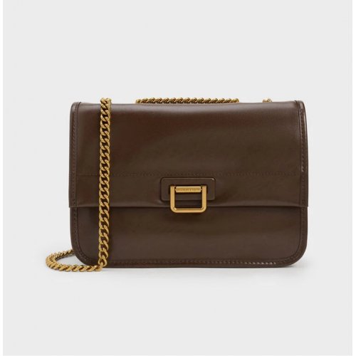  Neva Chain-Handle Shoulder Bag - Dark Brown 