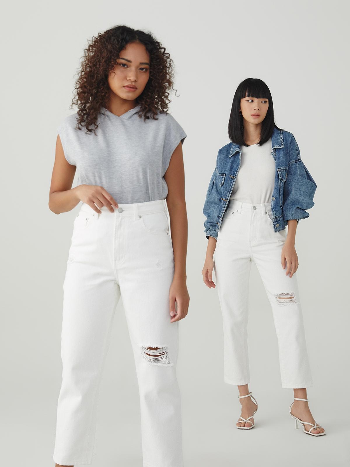 Sustainable Ripped Boyfriend Jeans - White