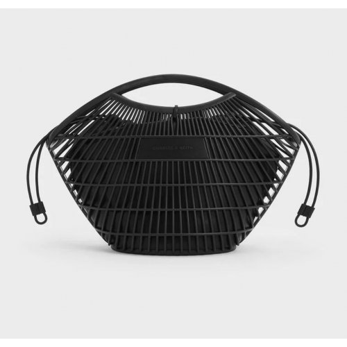 Calypso Fan Curved-Handle Bag - Jet Black