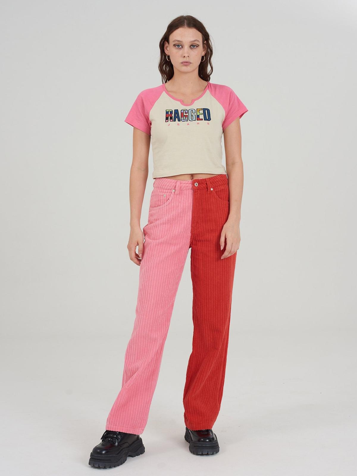 Strip Dad Jeans - Pink/Red