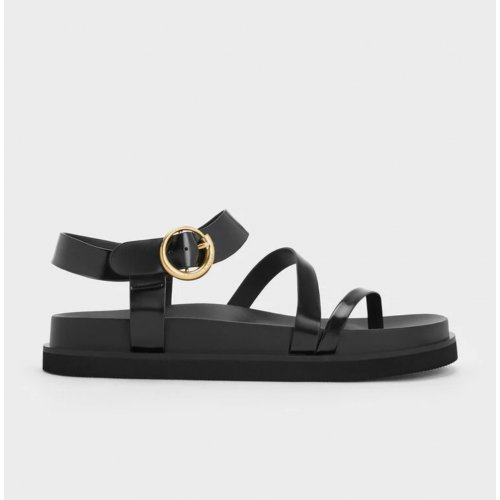  Buckled Ankle-Strap Strappy Sandals - Black Box 