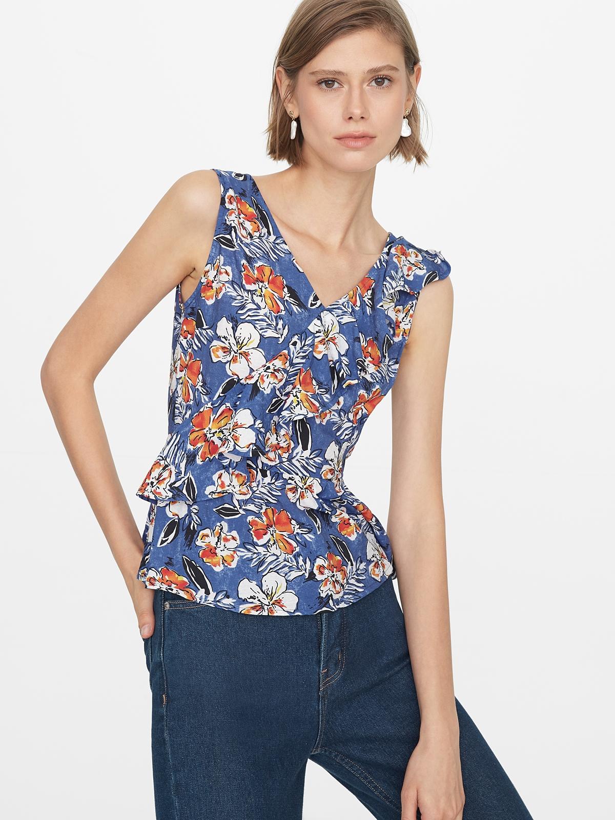 Surplice Tank Top - Blue