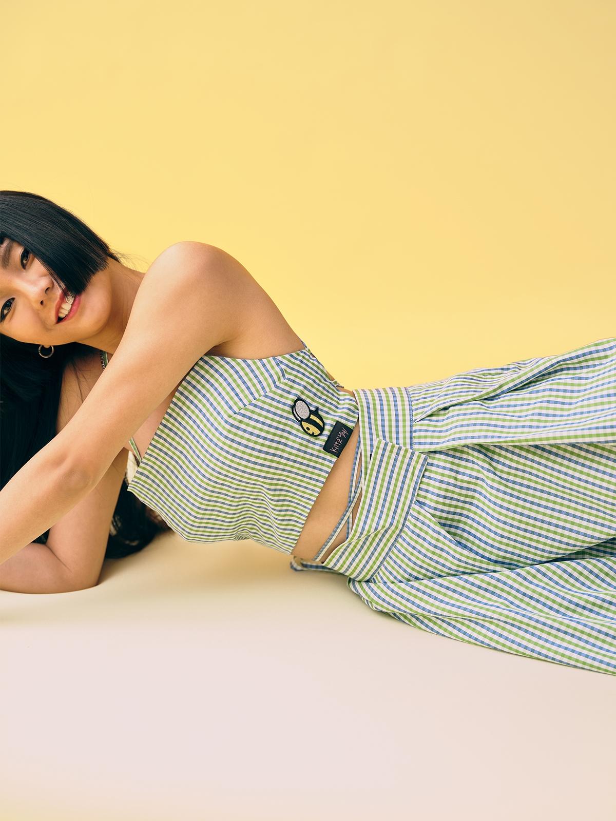 Bee Patch Open Back Bralette - Green