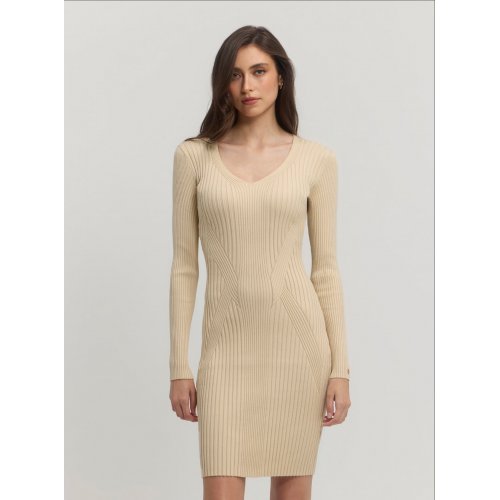 Beige isabella knit midi dress