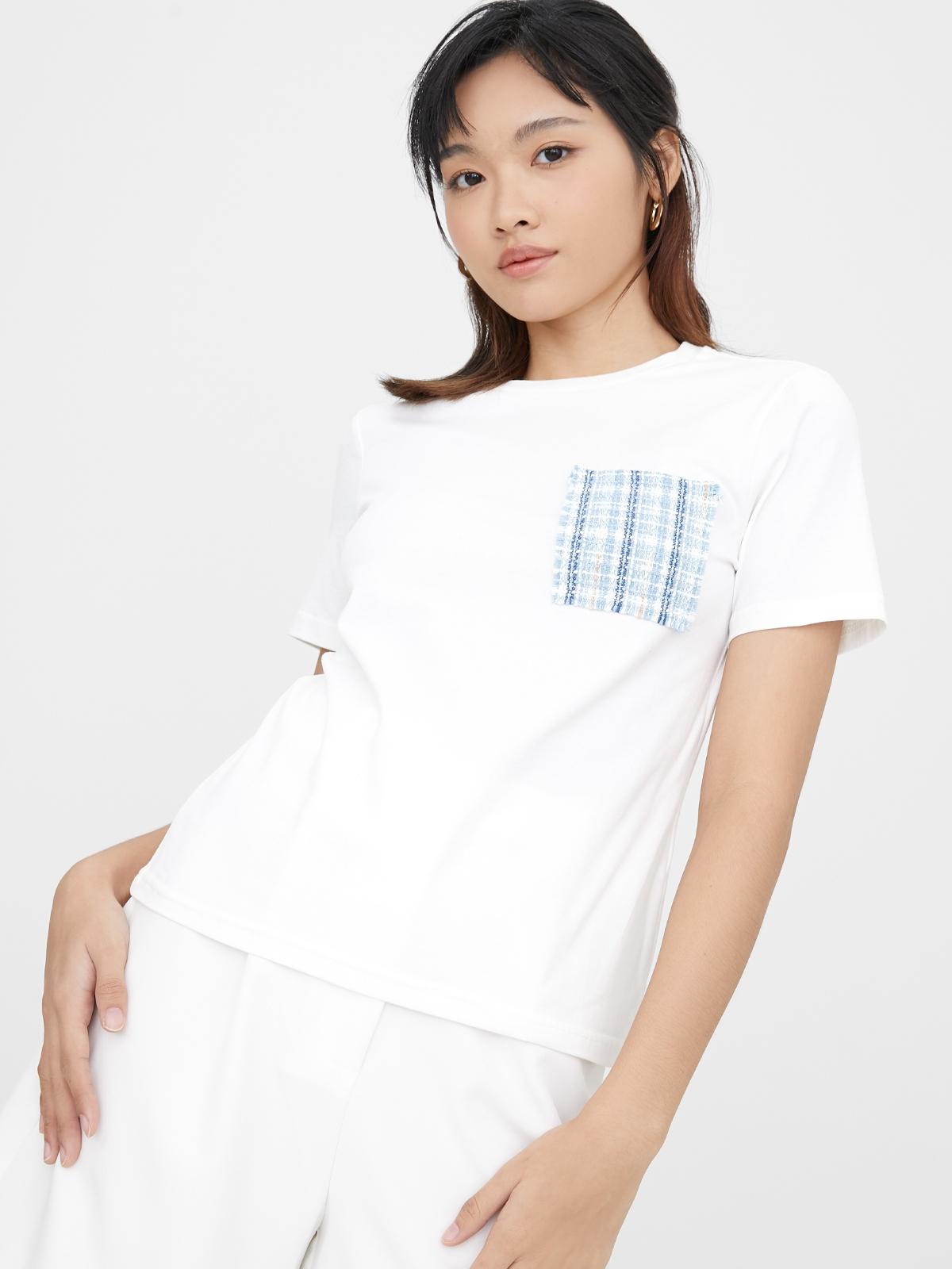 Tweed Accent Pocket Tee - Off-White