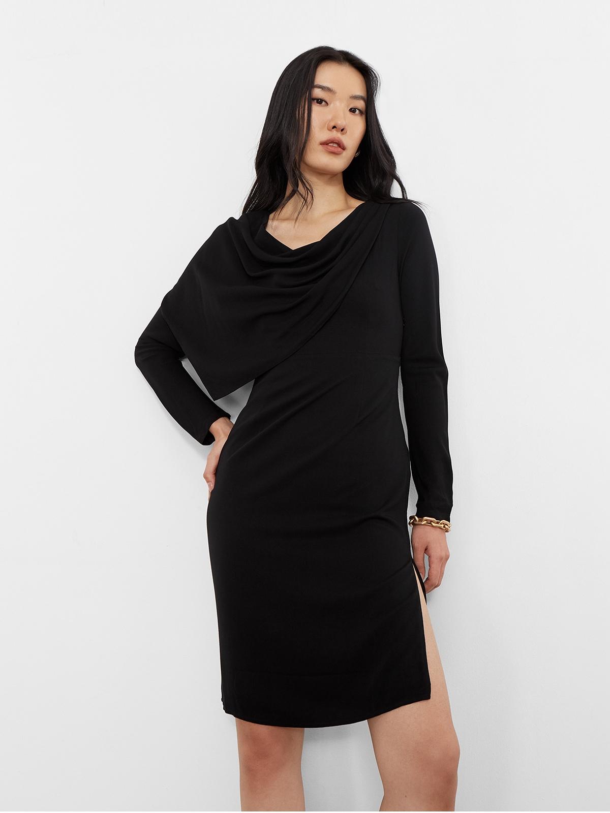 Sustainable Draped Effect Dress - Black